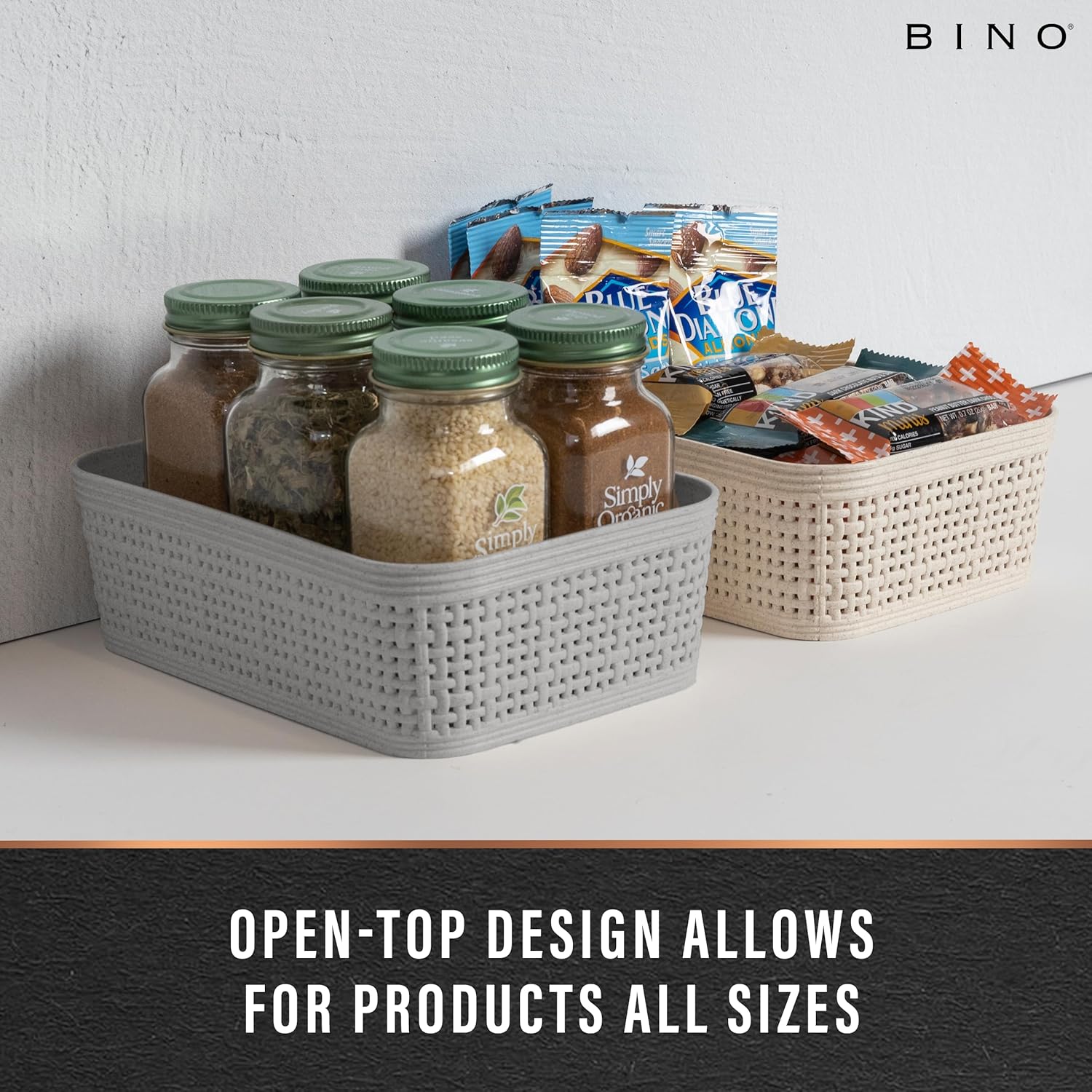 Woven Plastic Basket / Natural / 5PK- XS / Set of 5