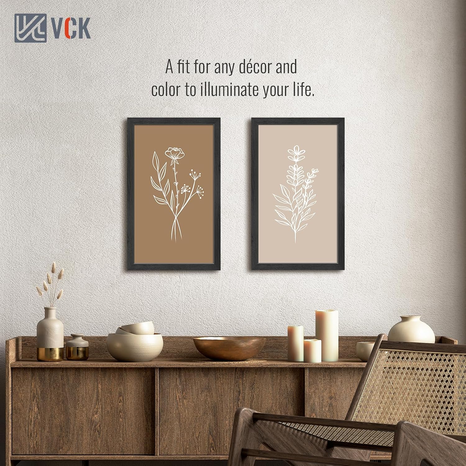 VCK 14x24 Picture Frames Set of 3, Black Woodgrain, Wall Hanging | Wide Border, Exclusive Woodgrain, Shatterproof