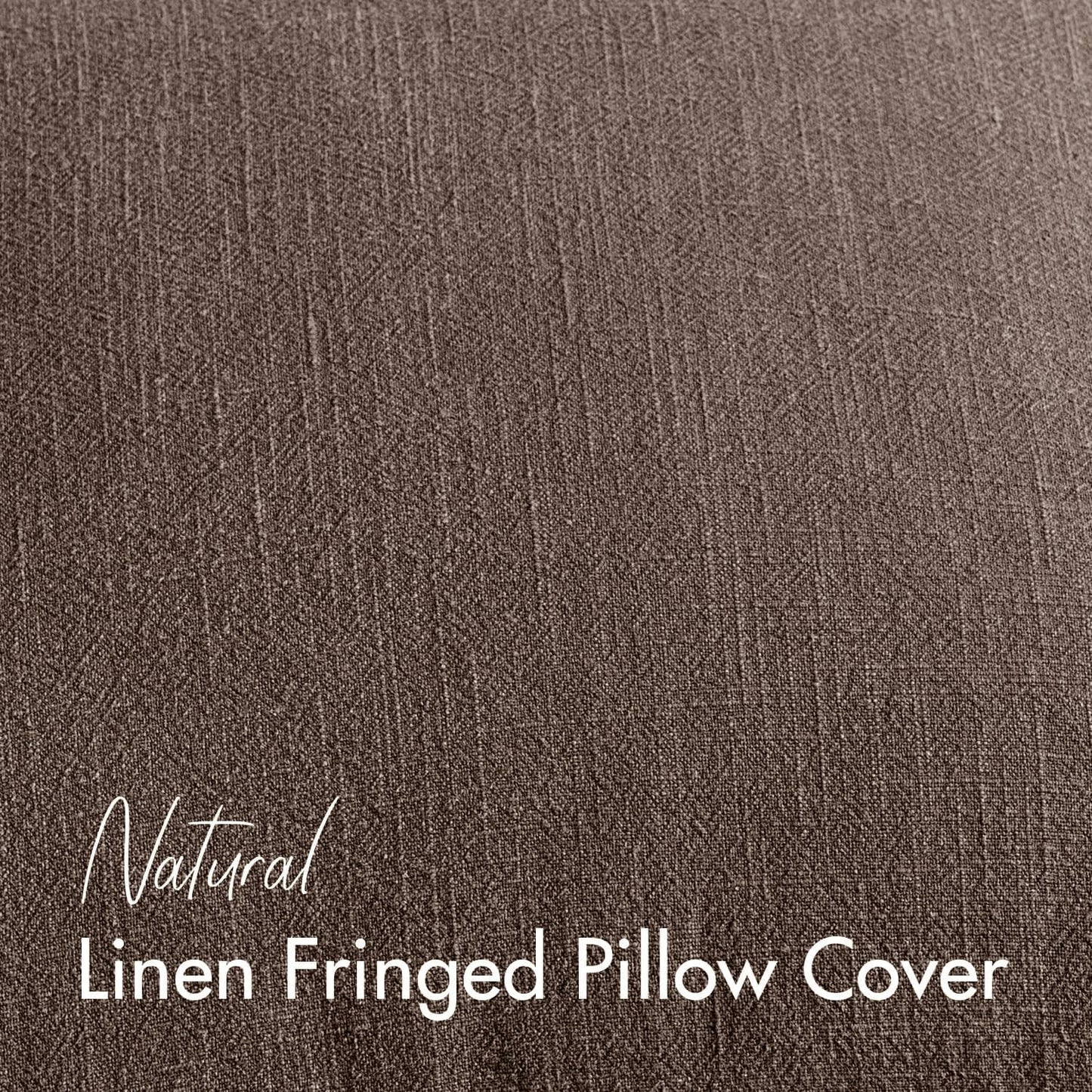 Decorative Linen Fringe Throw Pillow Covers Boho Accent / 20 x 20 / Reddish Brown / Set of 2
