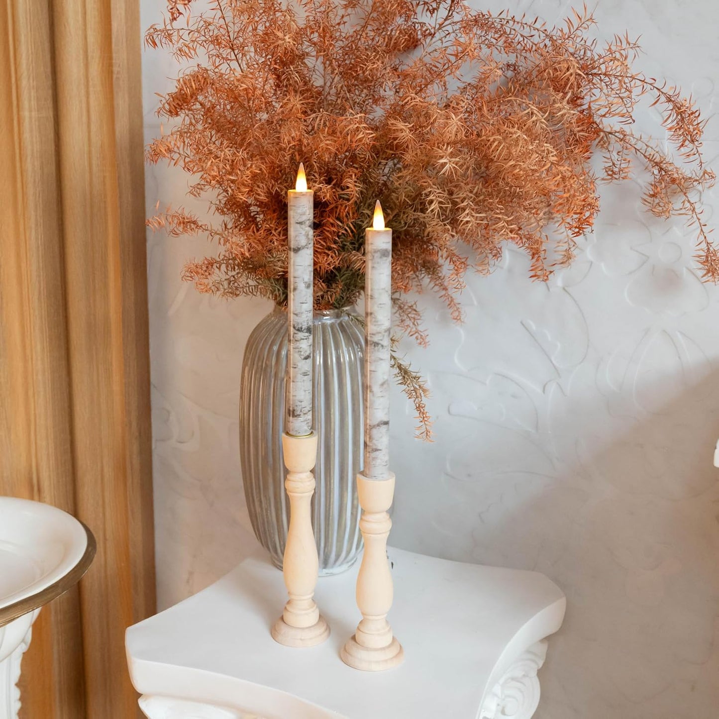 Flameless Taper Candles Flickering with Remote and Timer, 3D Moving Flame Taper Candle Battery Operated to 400 Hours, 9
