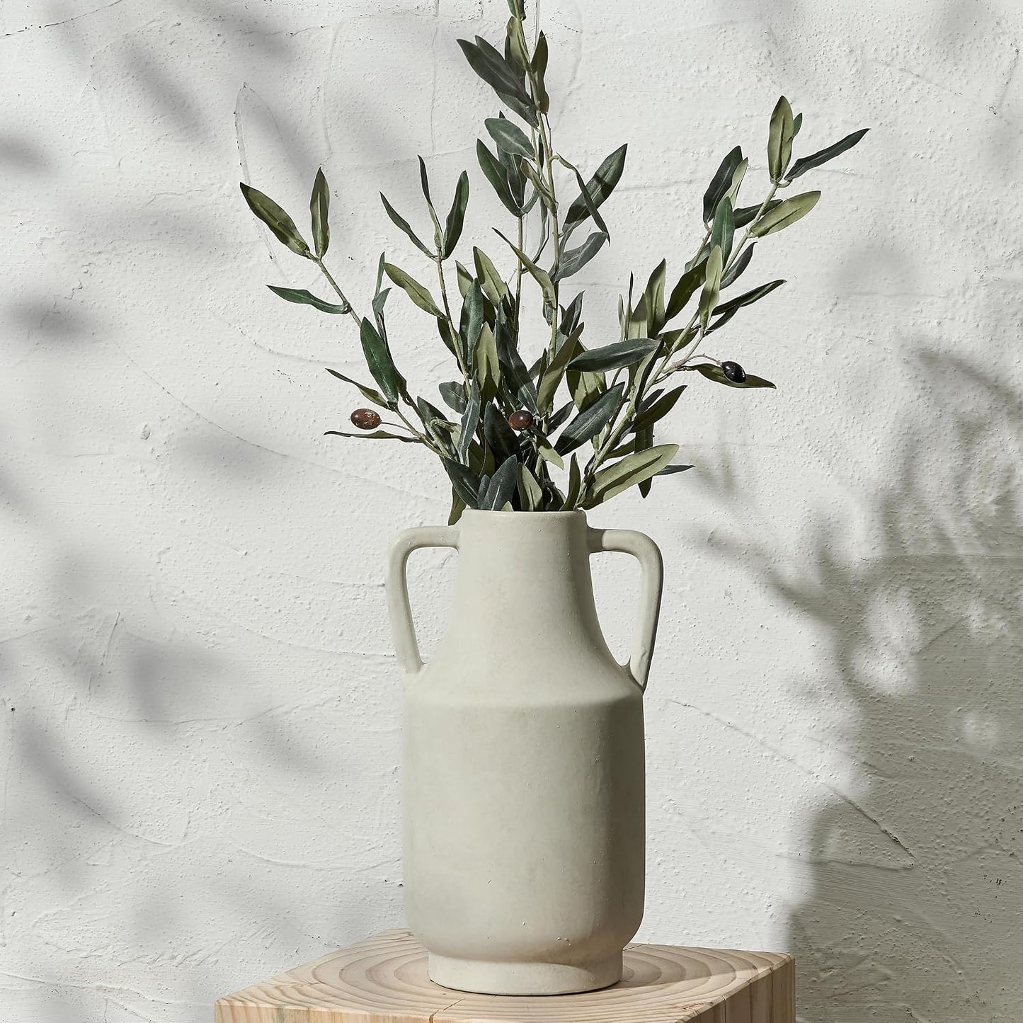 Ceramic Rustic Flower Vase / 112-kiln-fired White / 12 Inch