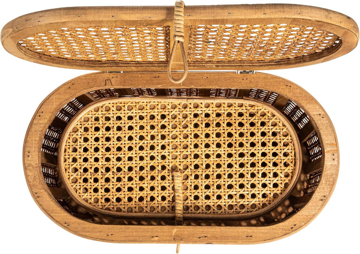 Modern Decorative Oval Woven Rattan Storage Boxes / Natural / Set of 2