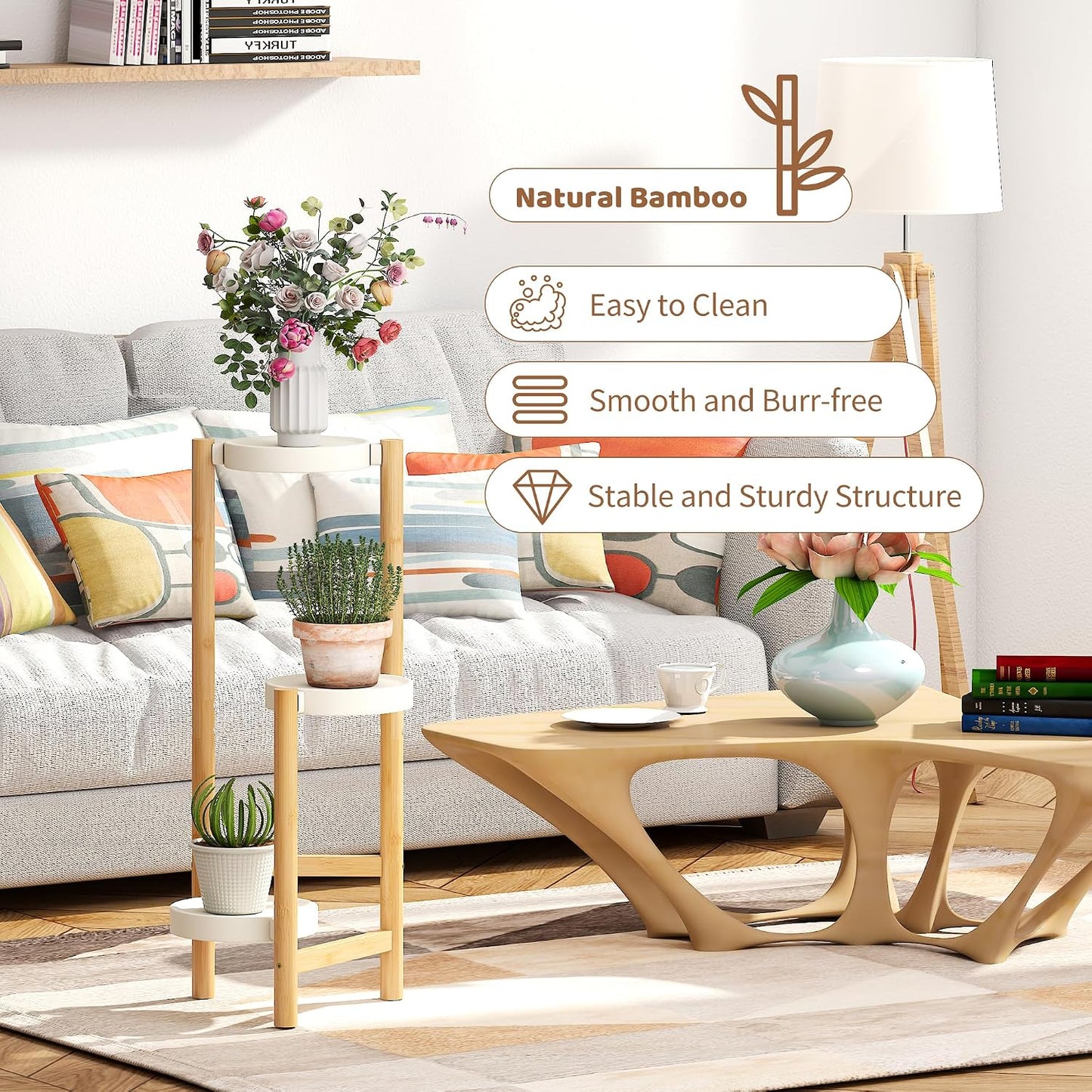 Plant Stand Indoor Outdoor Plant Rack 3 Tier 3 Potted Flower Holder Ladder Plant Stands for Balcony Window Living Room