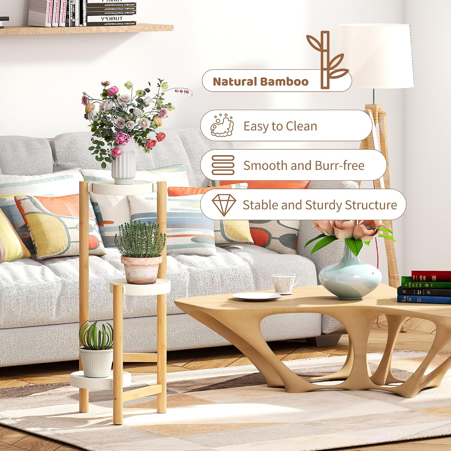 Plant Stand Indoor Outdoor Plant Rack 3 Tier 3 Potted Flower Holder Ladder Plant Stands for Balcony Window Living Room