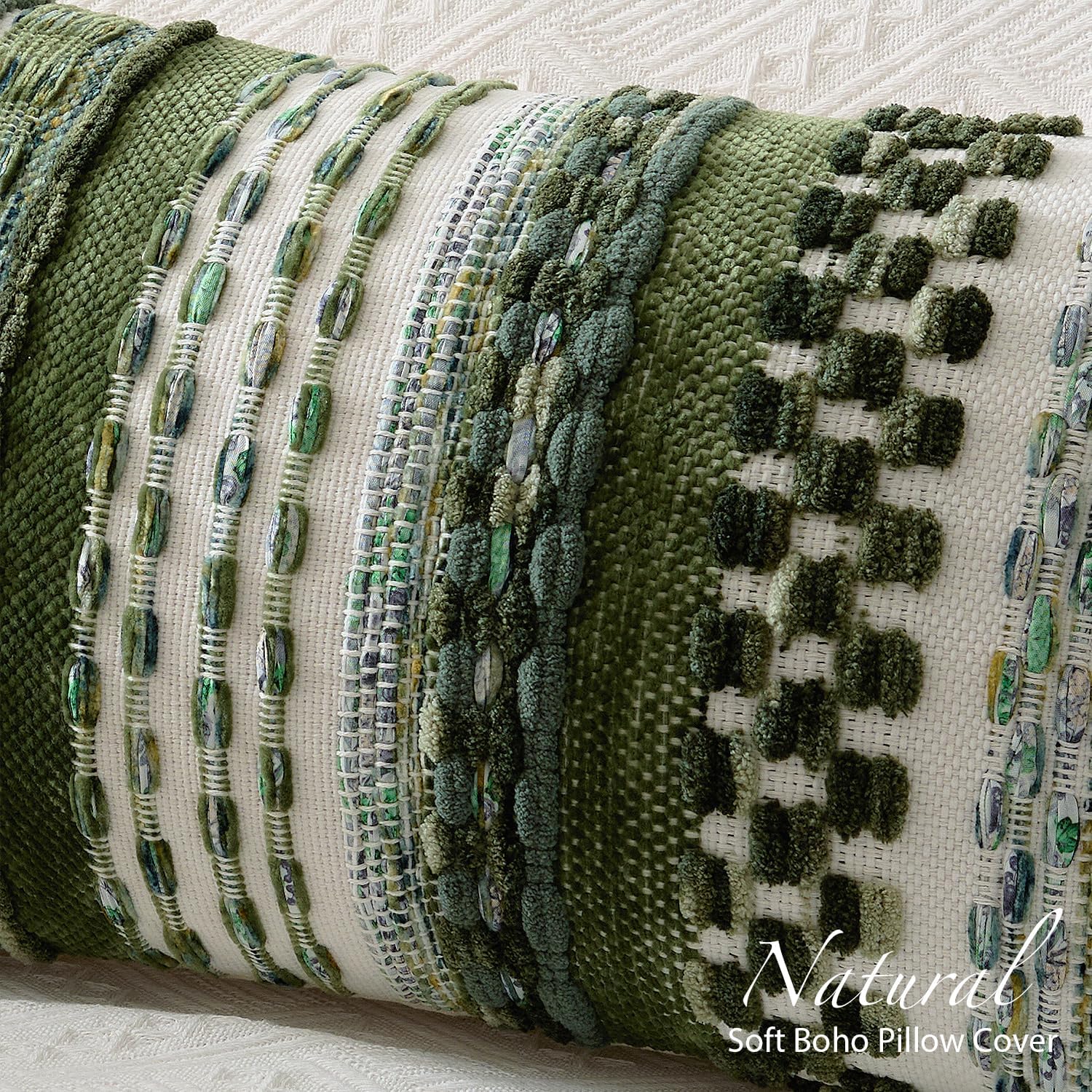 Kevin Textile Long Lumbar Pillow Cover Boho Decorative Rectangle Cushion Case / 36 x 14 / Green