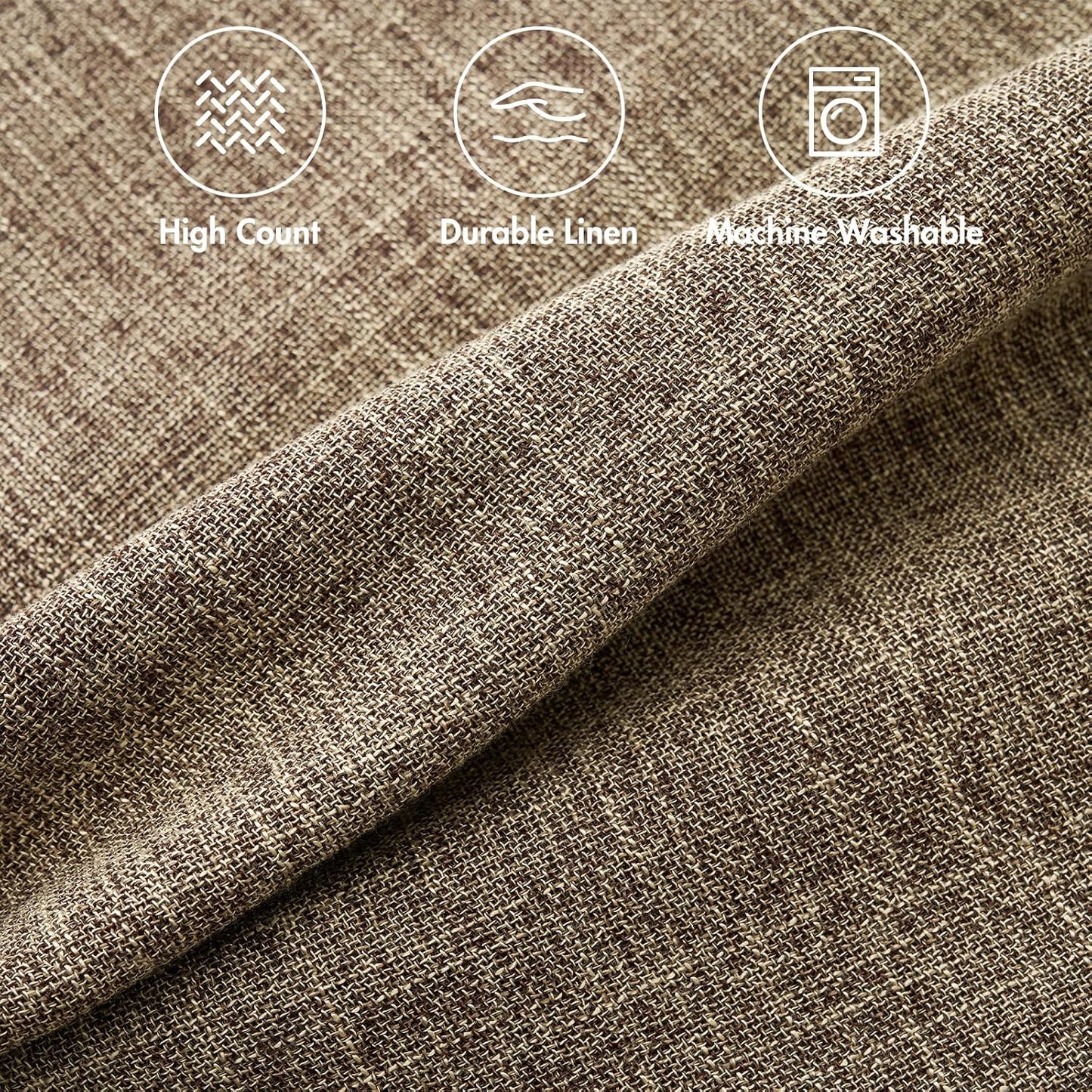Decorative Linen Burlap Pillow Covers Farmhouse Boho Accent Pillowcases / 18 x 18 / Brown / Set of 2