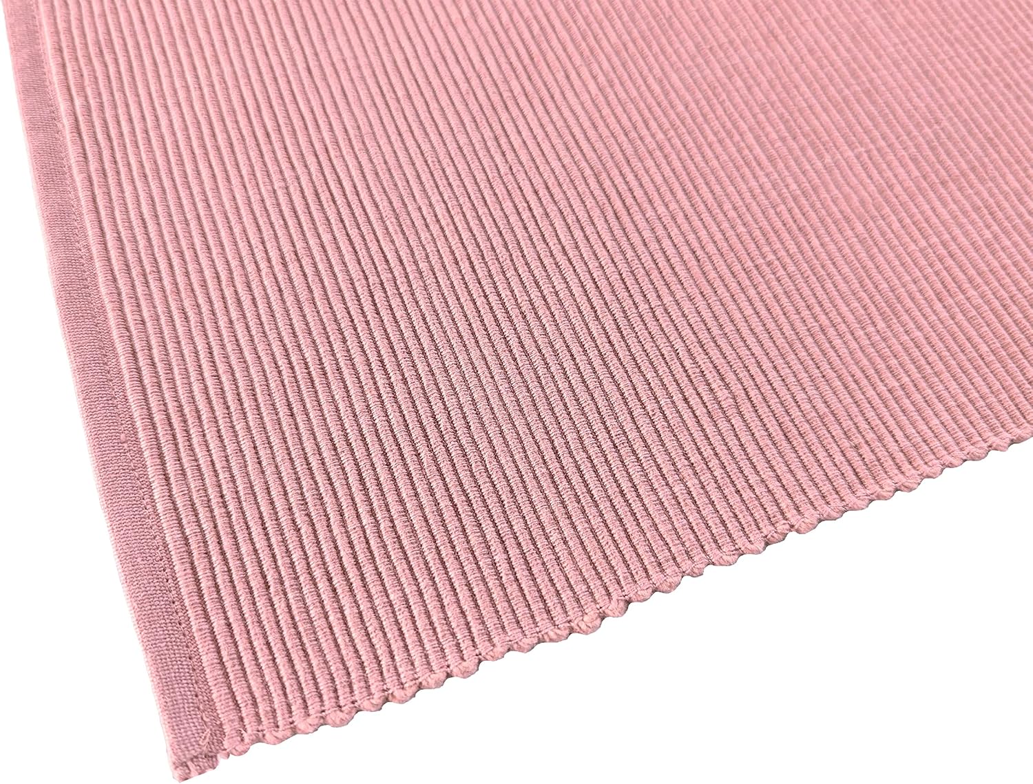 100% Cotton Ribbed Placemats - Set of 4-13 x 19 Inches - Dull Pink - Everyday Basic Cloth Table Mats - Thick