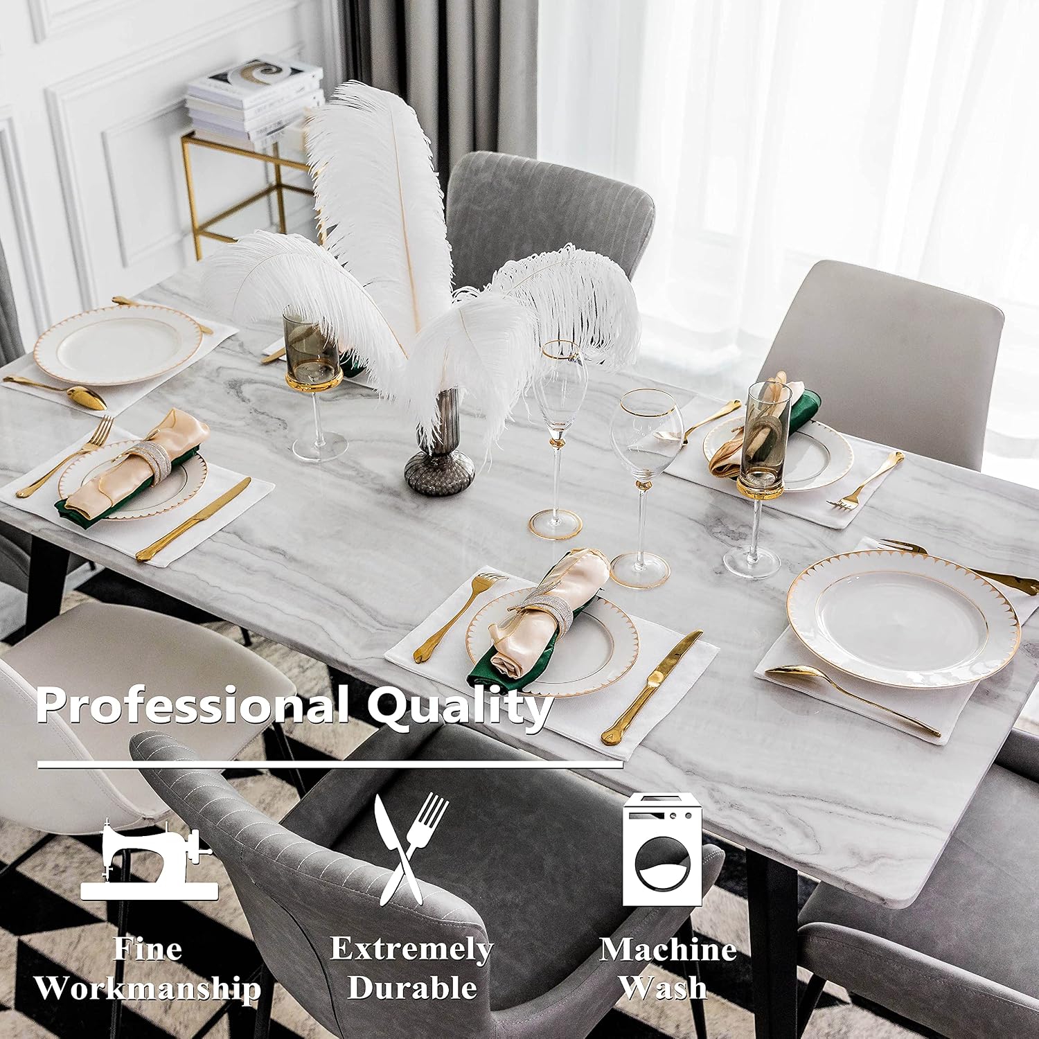 Home Brilliant White Placemats Set of 6 Heat Resistant Dining Table Place Mats for Kitchen Table for Wedding Party