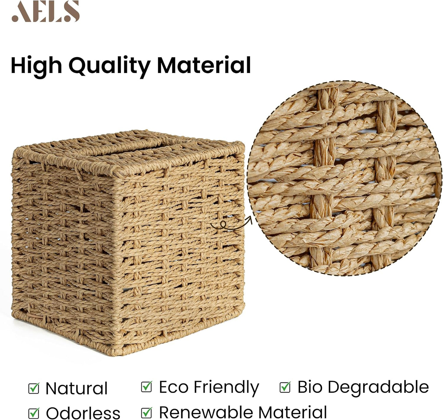 Farmhouse Tissue Box Cover / Natural / Square