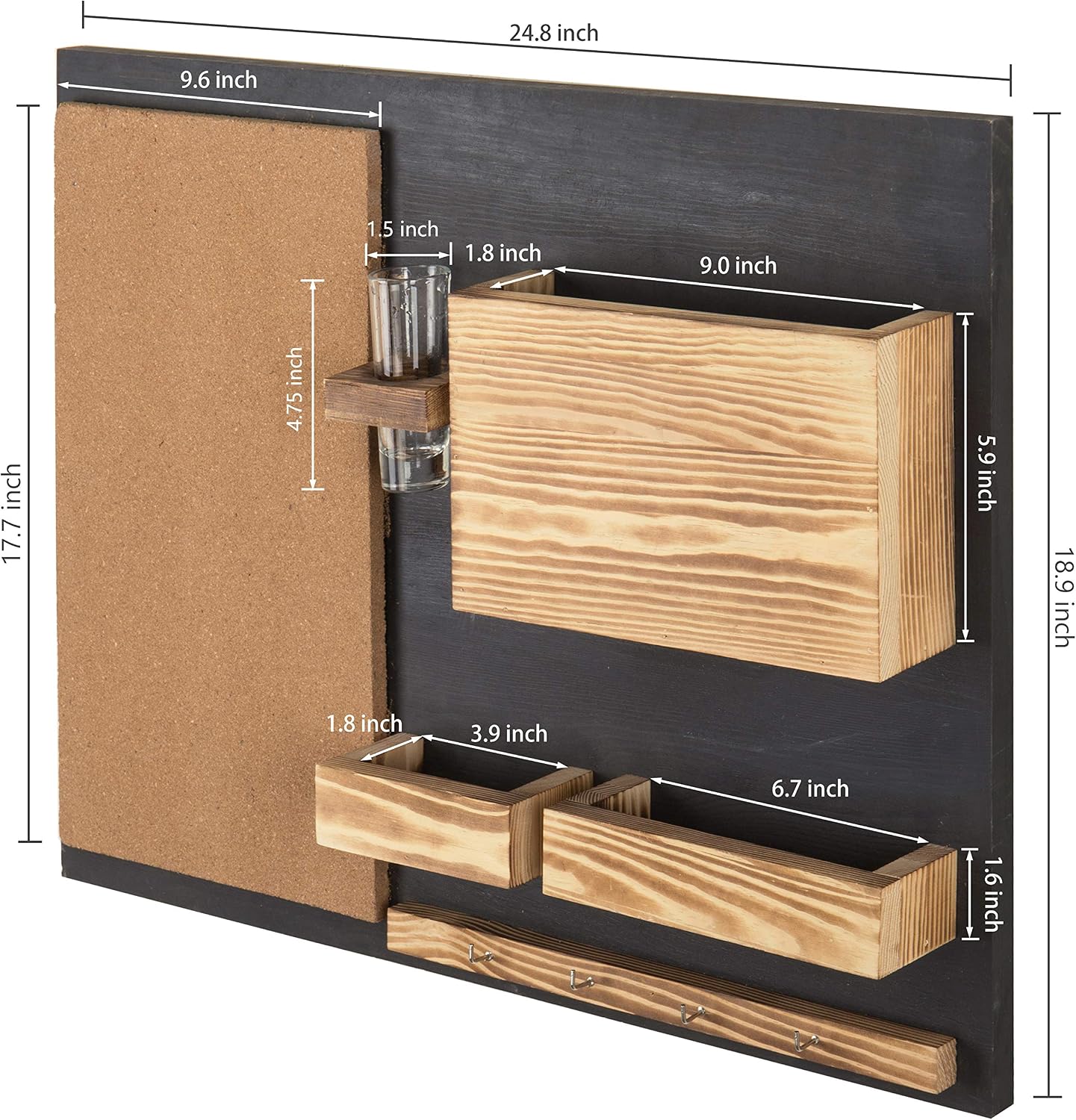 Wall Mounted Dual Tone Solid Wood Entryway Organizer / 25 x 19