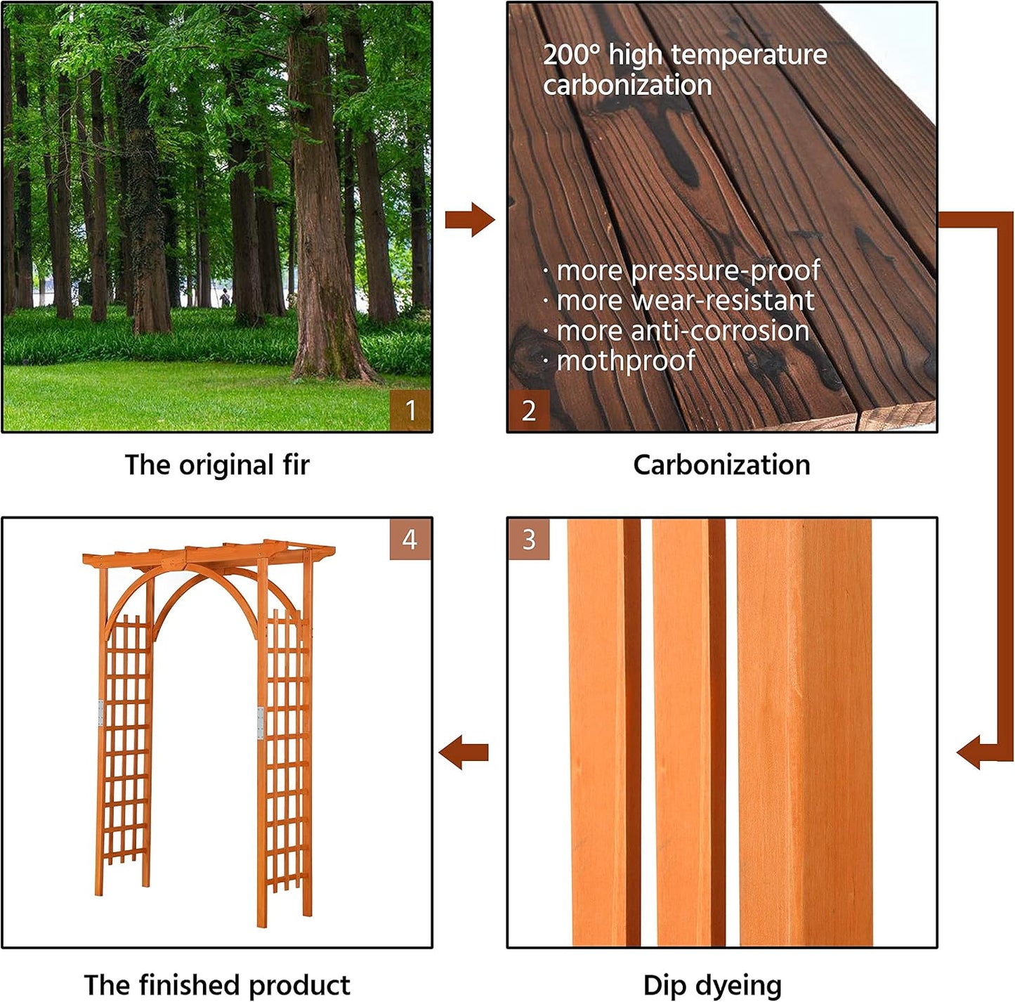 Yaheetech 85in Wooden Garden Arch Arbor Trellis for Backyard Patio Outdoor | Metal-reinforced fir wood arch with