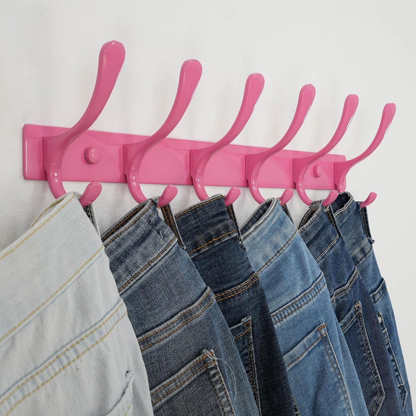SKOLOO Wall Mounted Coat Rack - 6 Hooks, Pack of 2, Heavy Duty, Stainless Steel, Metal Wall Hanger, Sturdy Coat Hooks