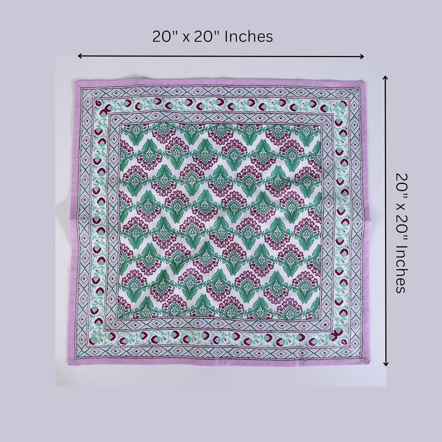 FINGERCRAFT Cloth Napkins Set of 12 Cotton Linen, 20x20 Inch Border Orchid | Mitered corner, washable, soft, absorbent