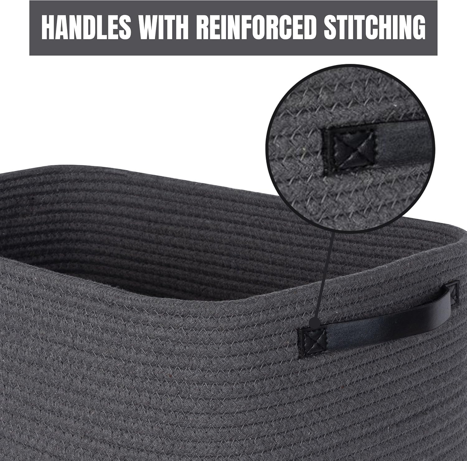Decorative Woven Storage Baskets / Charcoal Gray / Black / Set of 3