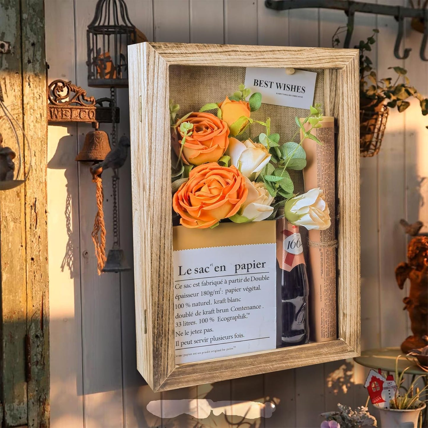 Original Wood 11x16 Large Shadow Box Frame Deep Shadow Box with Shelves Memorial Shadow Box Display Case with Linen