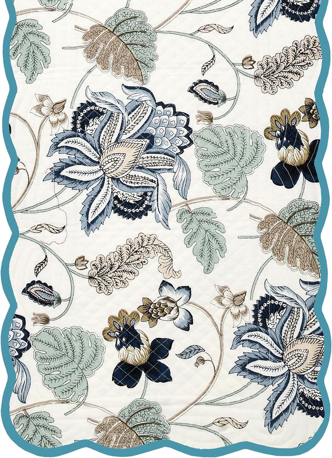 Coastal Blues Luxury Handcrafted Runner (Reversible) Cotton Quilted Fabric Machine Washable – Elegant Home Decor – 14 x