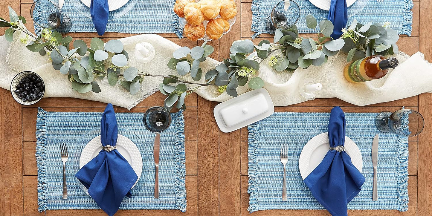 DII Variegated Tabletop Collection, Placemat Set3x19, Light Blue, 6 Piece
