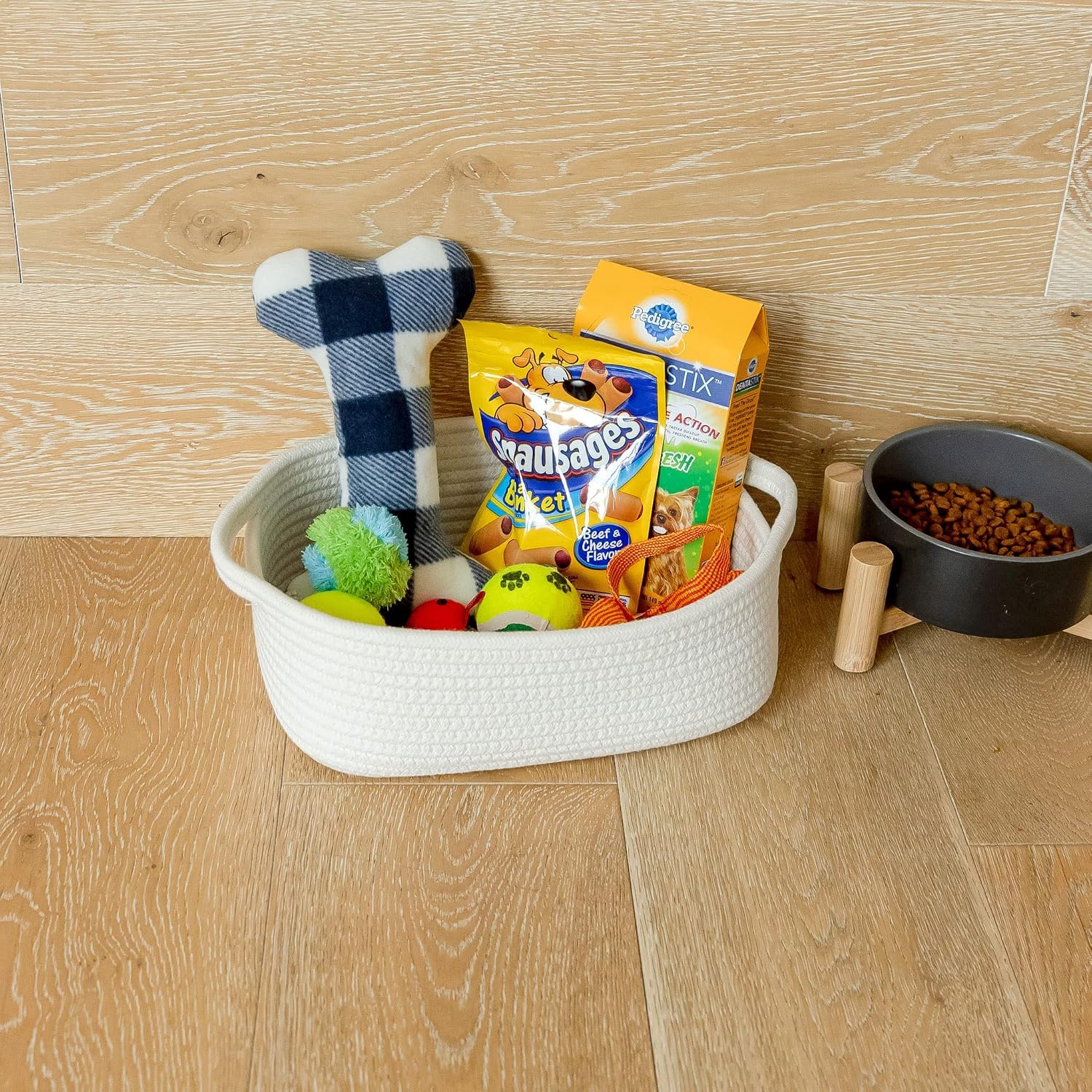 5-Piece Rectangle Storage Basket Set- Natural Cotton Rope Woven for Organizing! Small / Off White