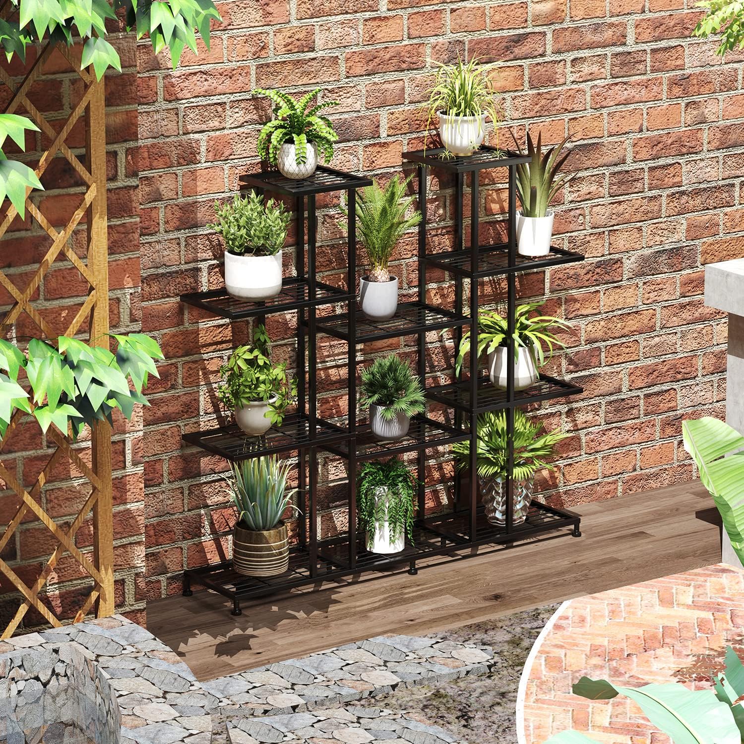 Twhep Heavy Duty Metal Plant Stand, large Multifunctional Plant Stand for Indoor Outdoor, for Tall Large Rack for