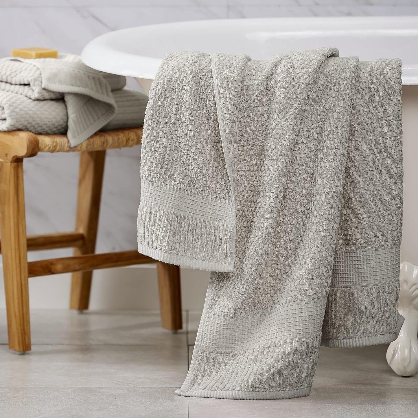 NY Loft 100% Cotton 6-Pack Hand Towel Set | Grey | Oeko-TEX | Quick-Dry | Six 16" x 28" Hand Towels | Super Absorbent