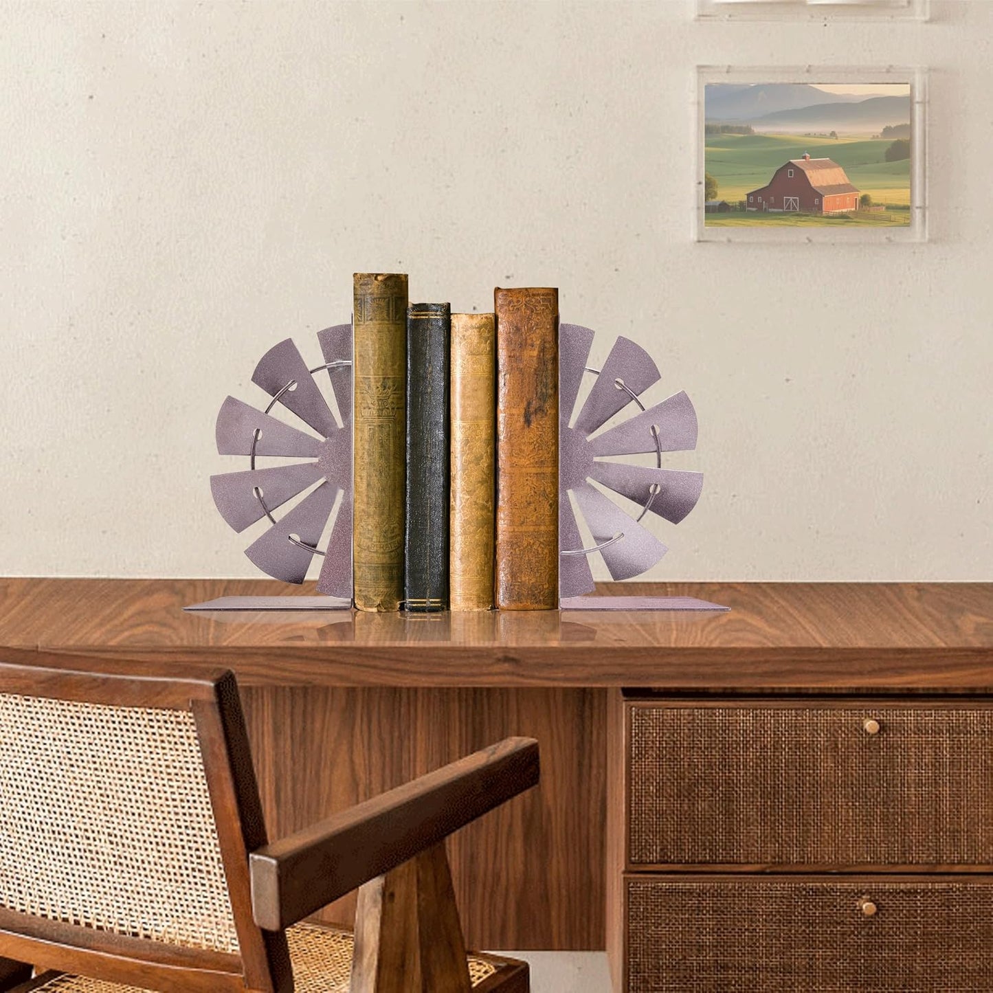 Rustic Windmill Bookends / Decorative Book Holders