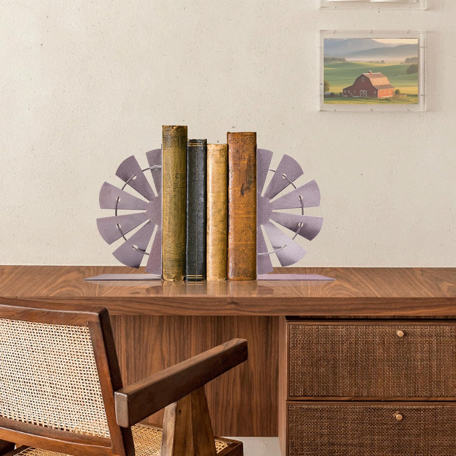 Rustic Windmill Bookends / Decorative Book Holders