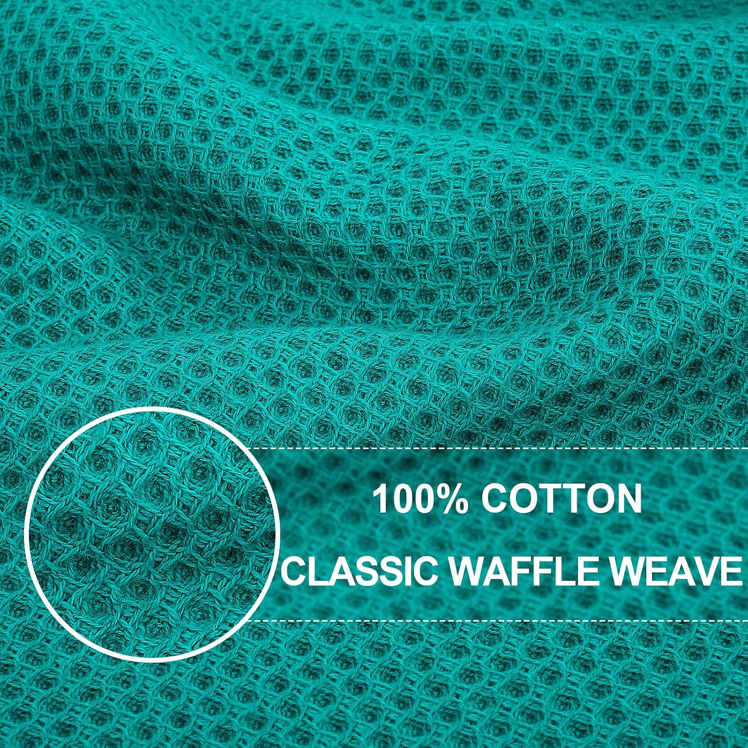 Homaxy 100% Cotton Waffle Weave Kitchen Dish Towels 8-Pack, Teal | 13 x 28 Inches, Ultra Soft Absorbent Dish Towels