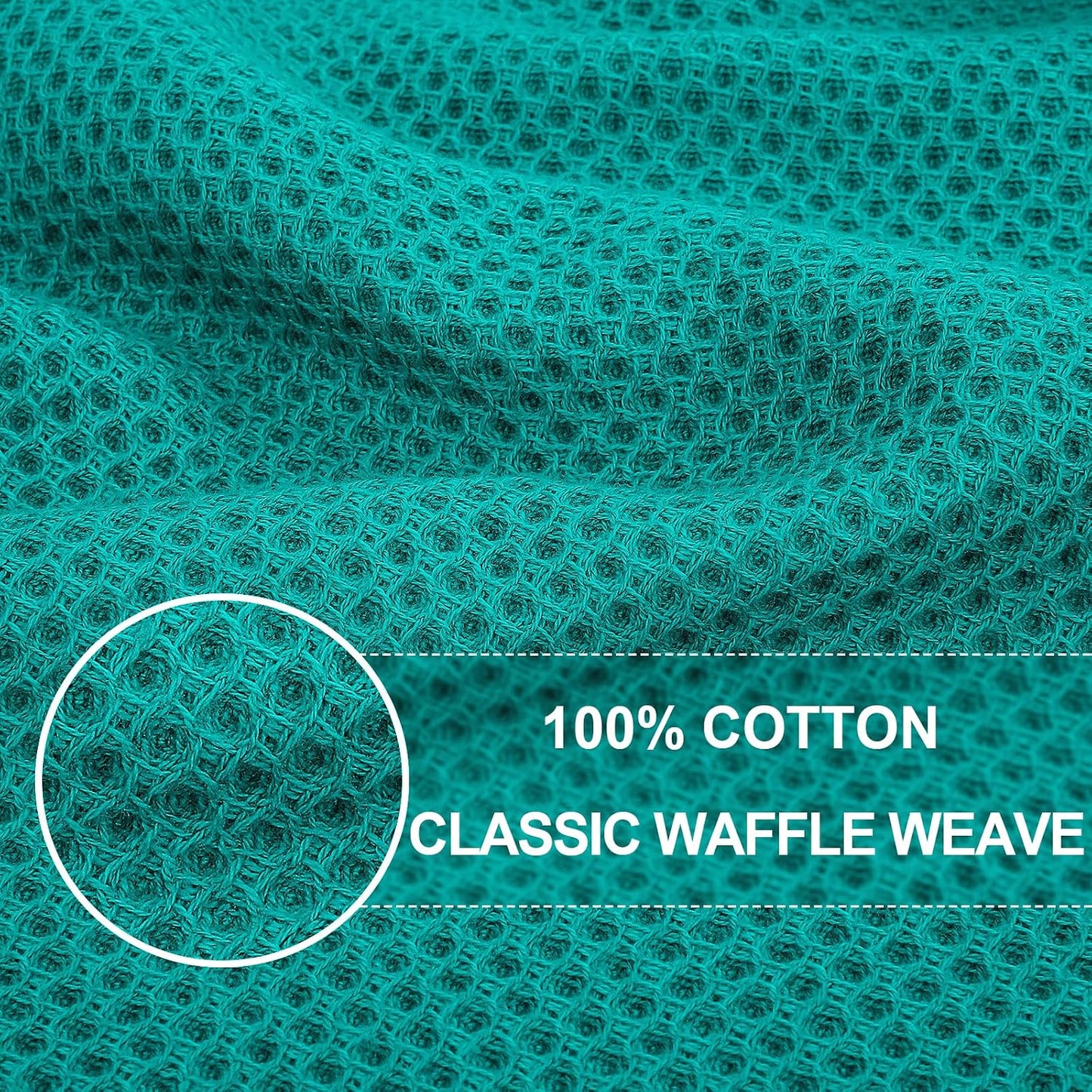 Homaxy 100% Cotton Waffle Weave Kitchen Dish Cloths 12-Pack, Teal | 12 x 12 Inches, Ultra Soft Absorbent Dish Towels