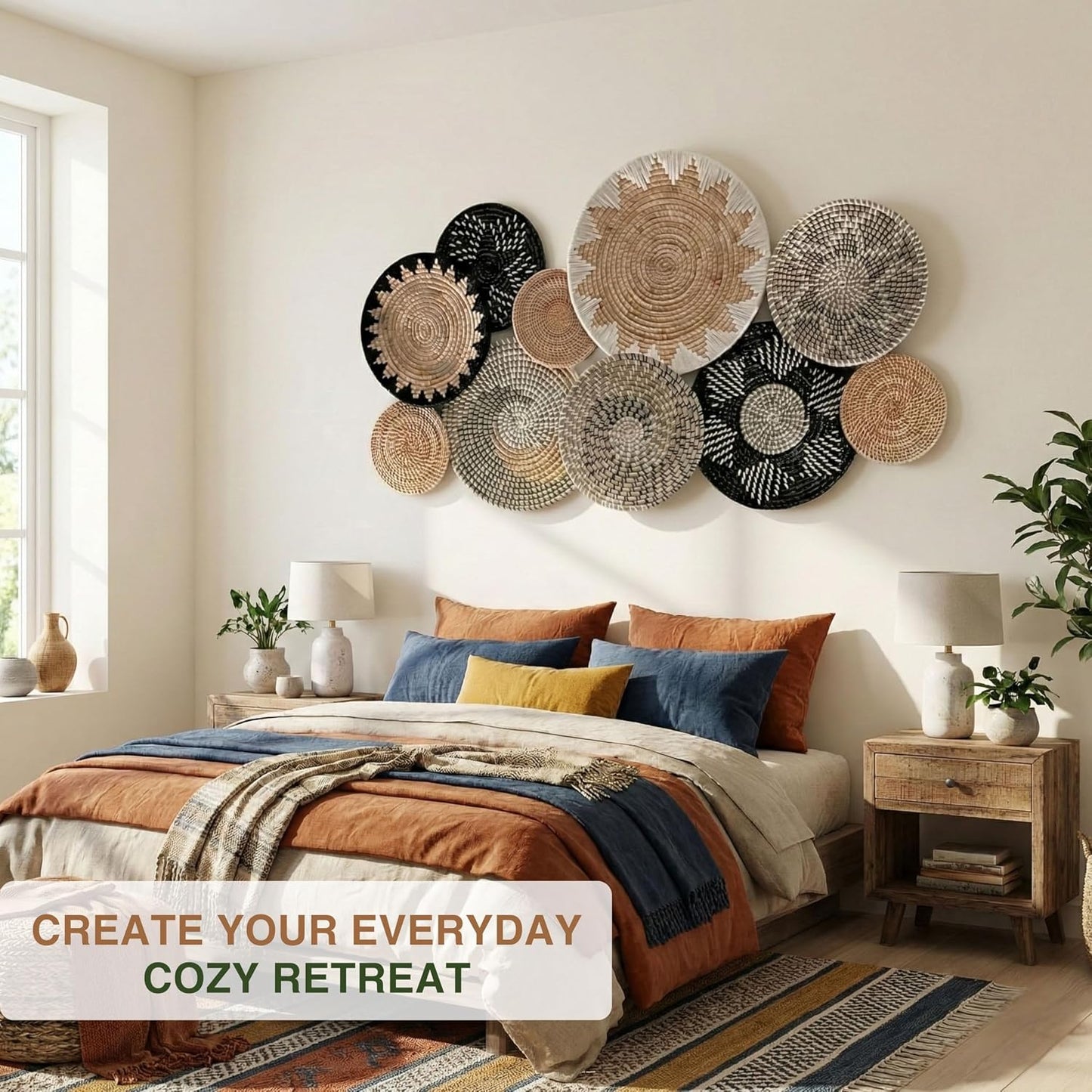 Woven Basket Wall Decor / Set of 10