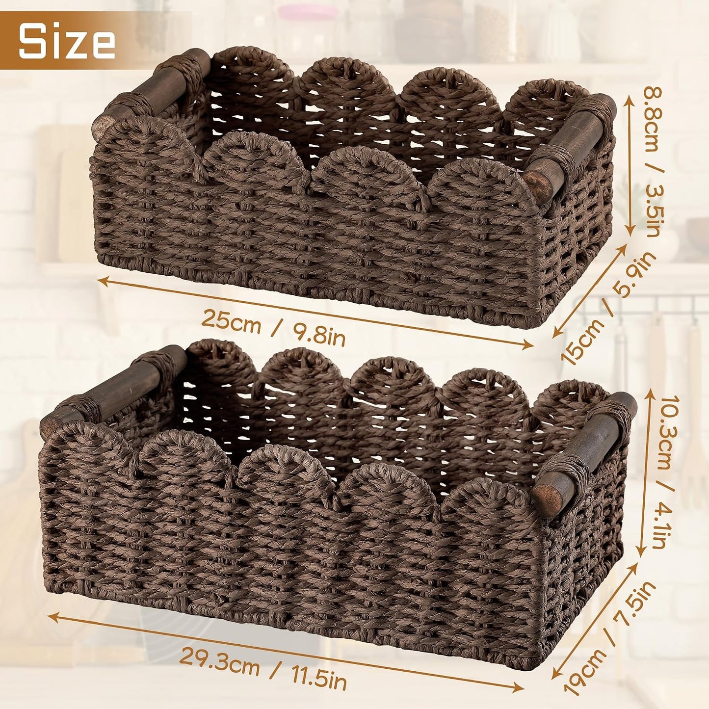 Storage Basket Wicker Baskets for Organizing Toilet Paper Storage Basket for Toilet Tank Top / Brown
