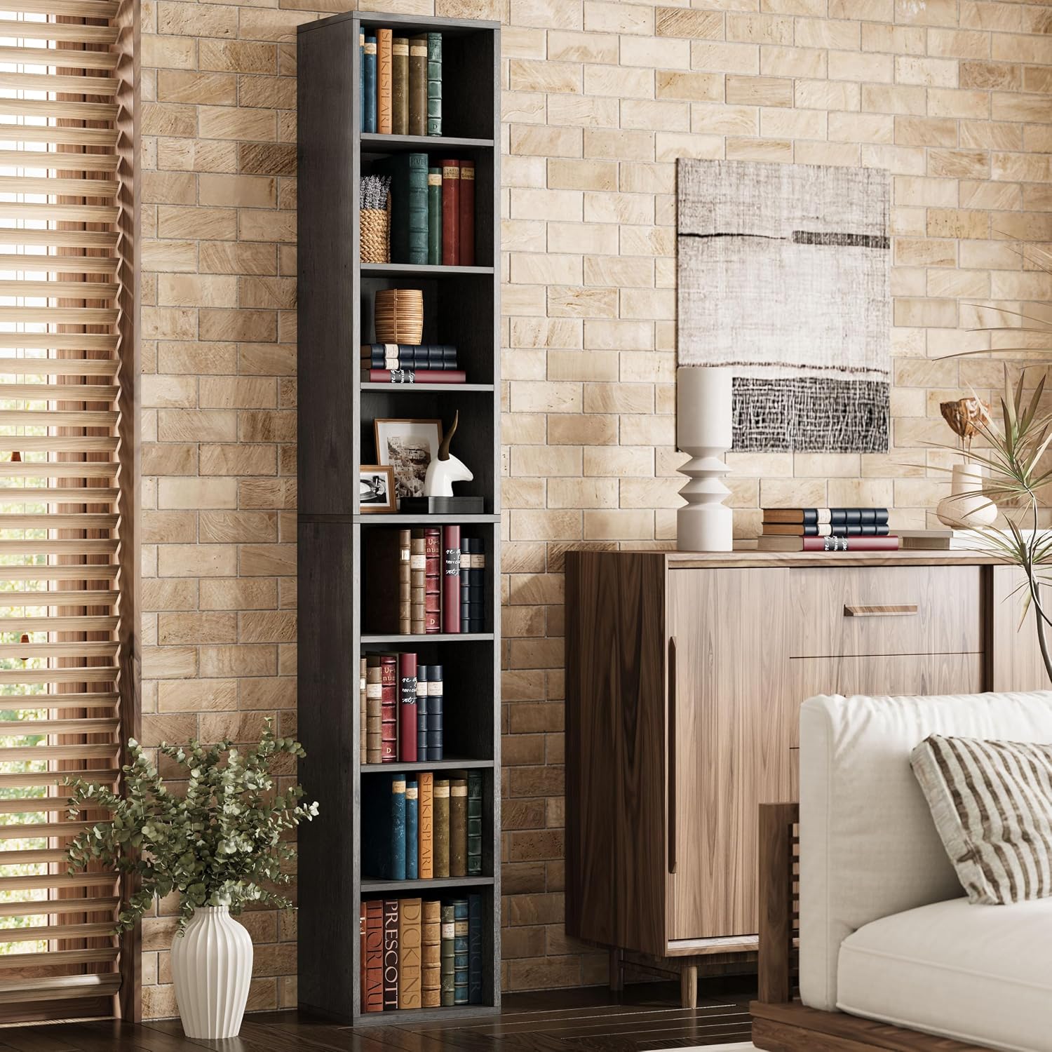 Floor Standing Display Storage Shelves in Tall / Charcoal Grey / 71 Inch