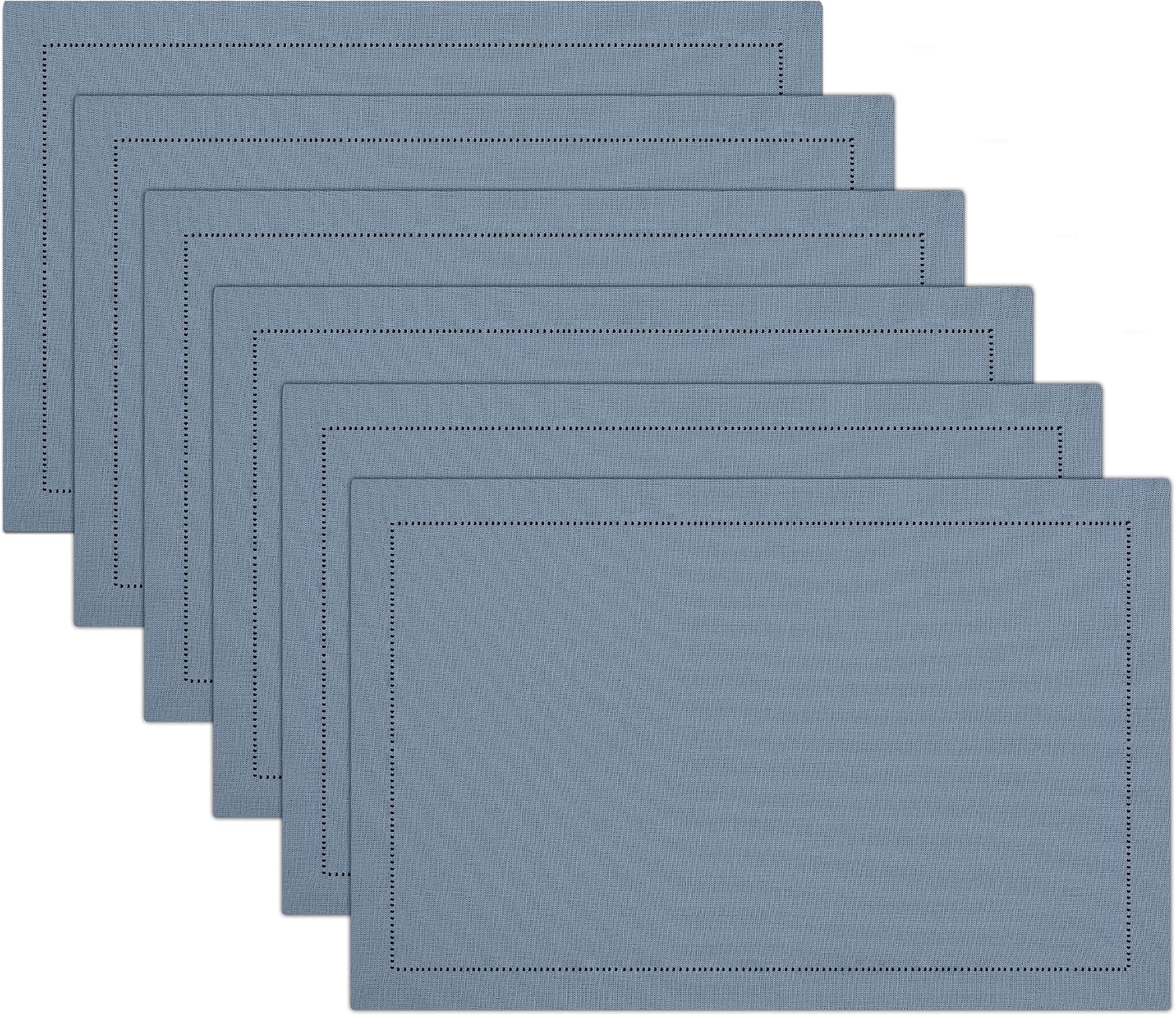 Ruvanti Placemats Set of 6, Linen Cotton Blend Place Mats, 13x19 – Grey | Heat, Stain resistant, Washable, Non-Slip