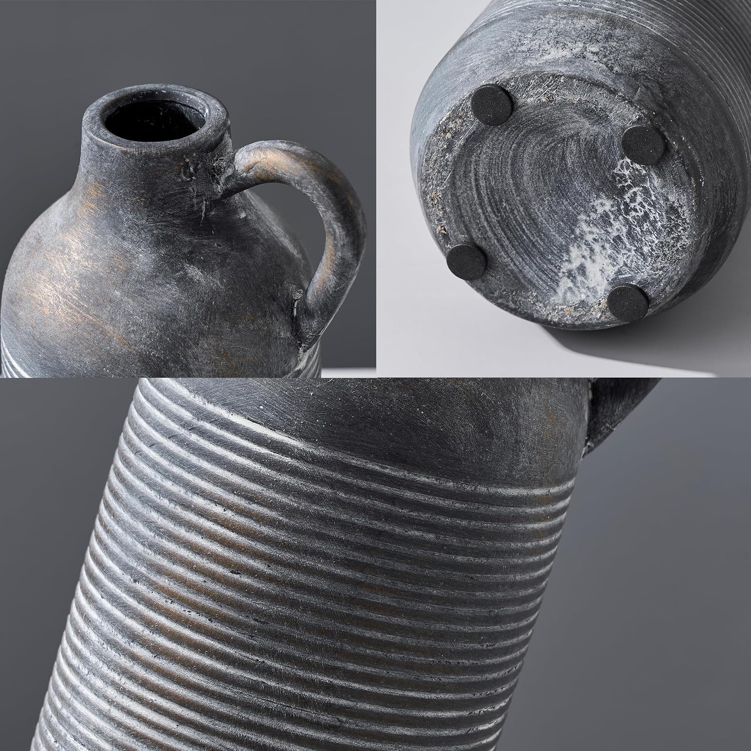 Ceramic Rustic Vase / Black Bronze- 9.64
