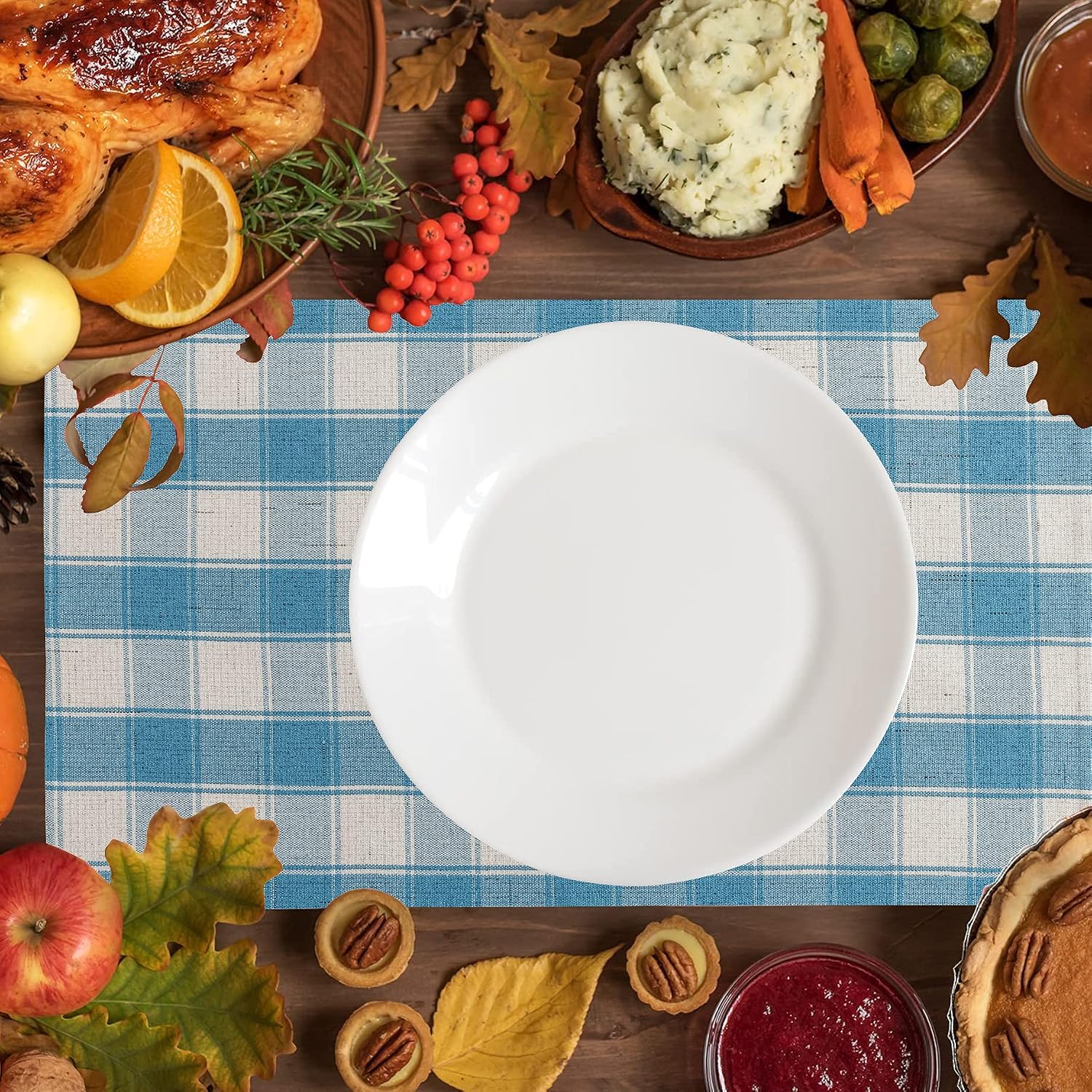 Home Brilliant Buffalo Check Placemats Set of 6 Heat Resistant Dining Table Place Mats for Kitchen Table, 13 x 19