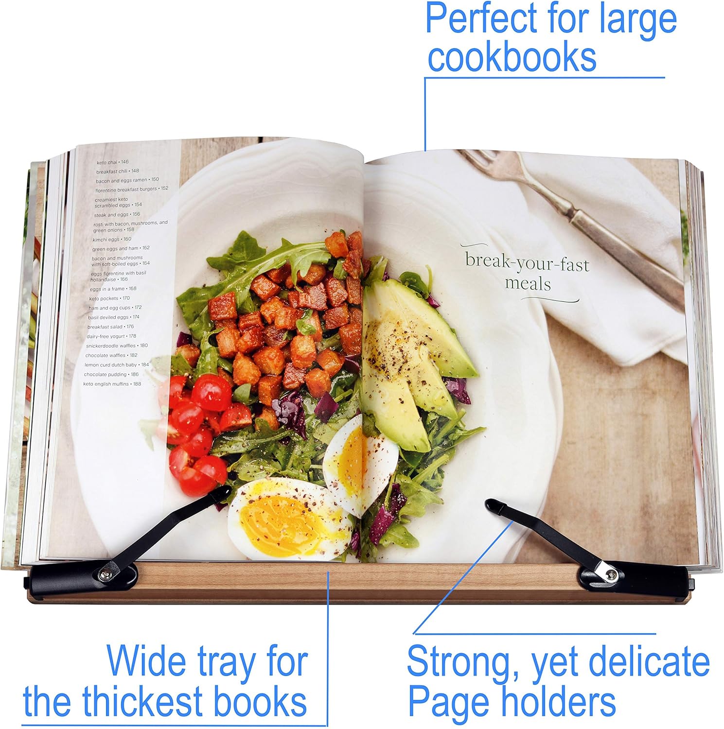 BS2500 Large 16x10.5 Portable Adjustable Foldable Bookstand Holder for Reading Hands Free Large Thick Heavy Textbooks