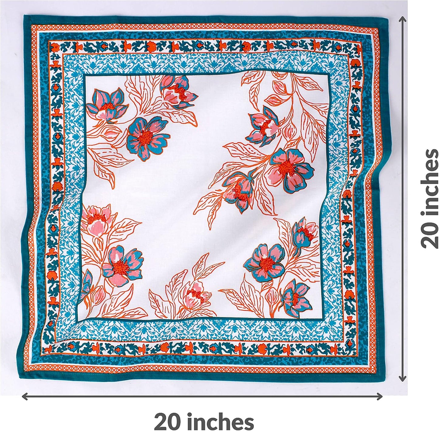 FINGERCRAFT Cloth Napkins Set of 12 Cotton Linen, 20x20 Inch, Garland | Mitered corner, washable, soft, absorbent