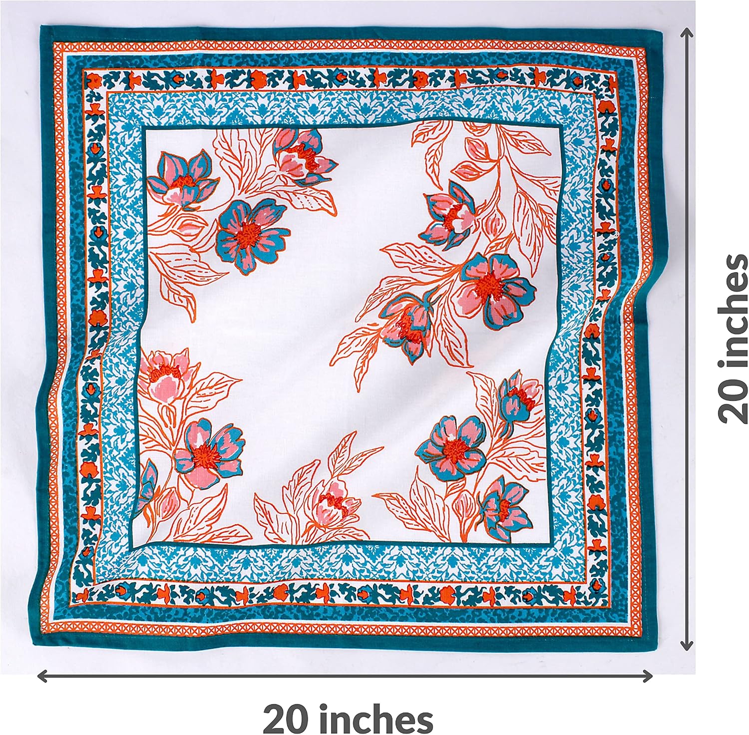 FINGERCRAFT Cloth Napkins Set of 12 Cotton Linen, 20x20 Inch, Garland | Mitered corner, washable, soft, absorbent