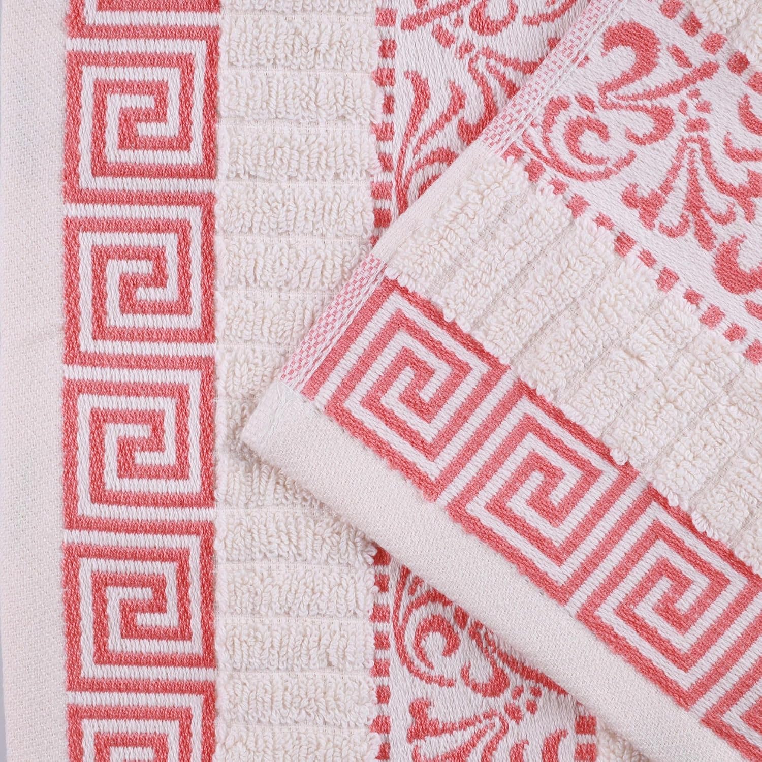 Superior 8-Piece Cotton Towel Set, Decorative Greek Pattern, Home Essentials, Absorbent Towels, Decor for Bathroom