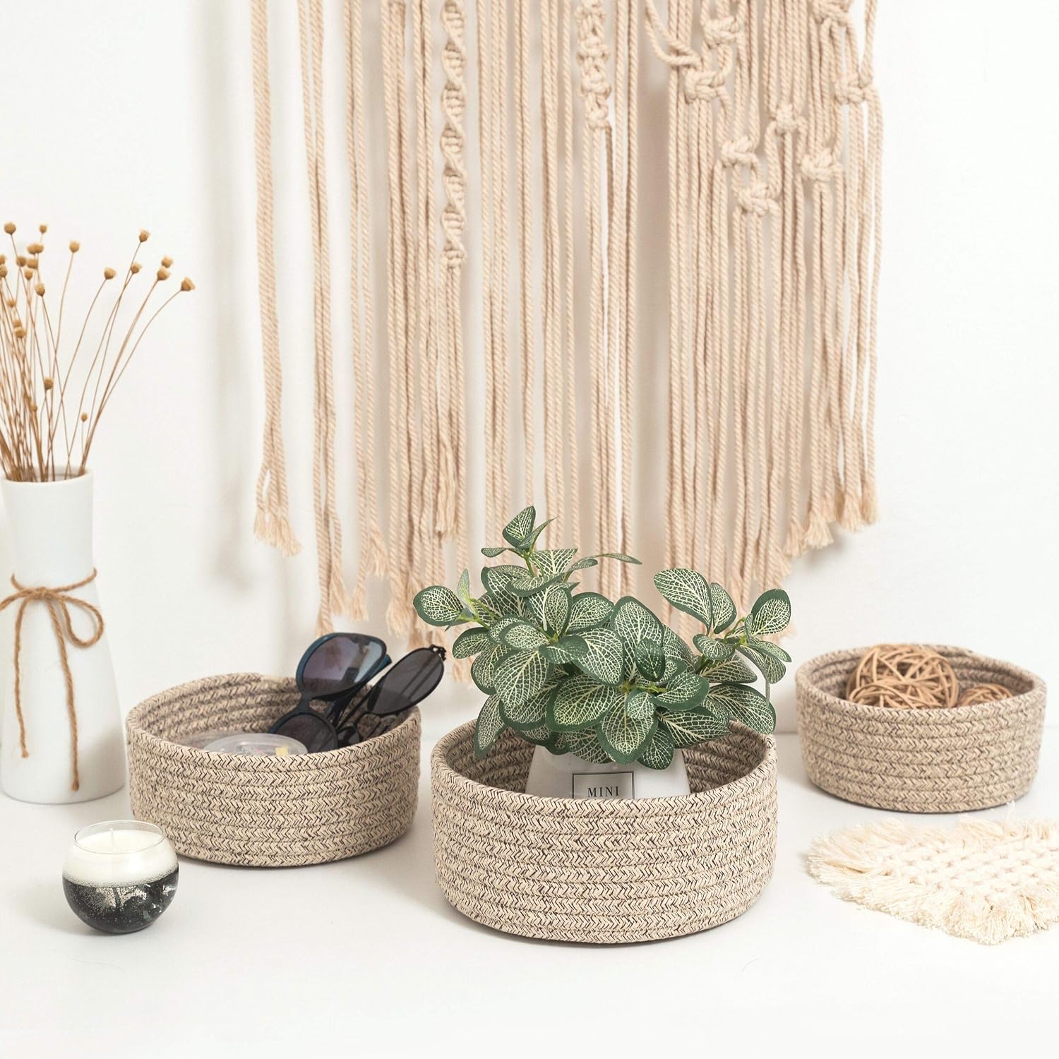 Small Catch All Basket / Light Brown / Set of 3