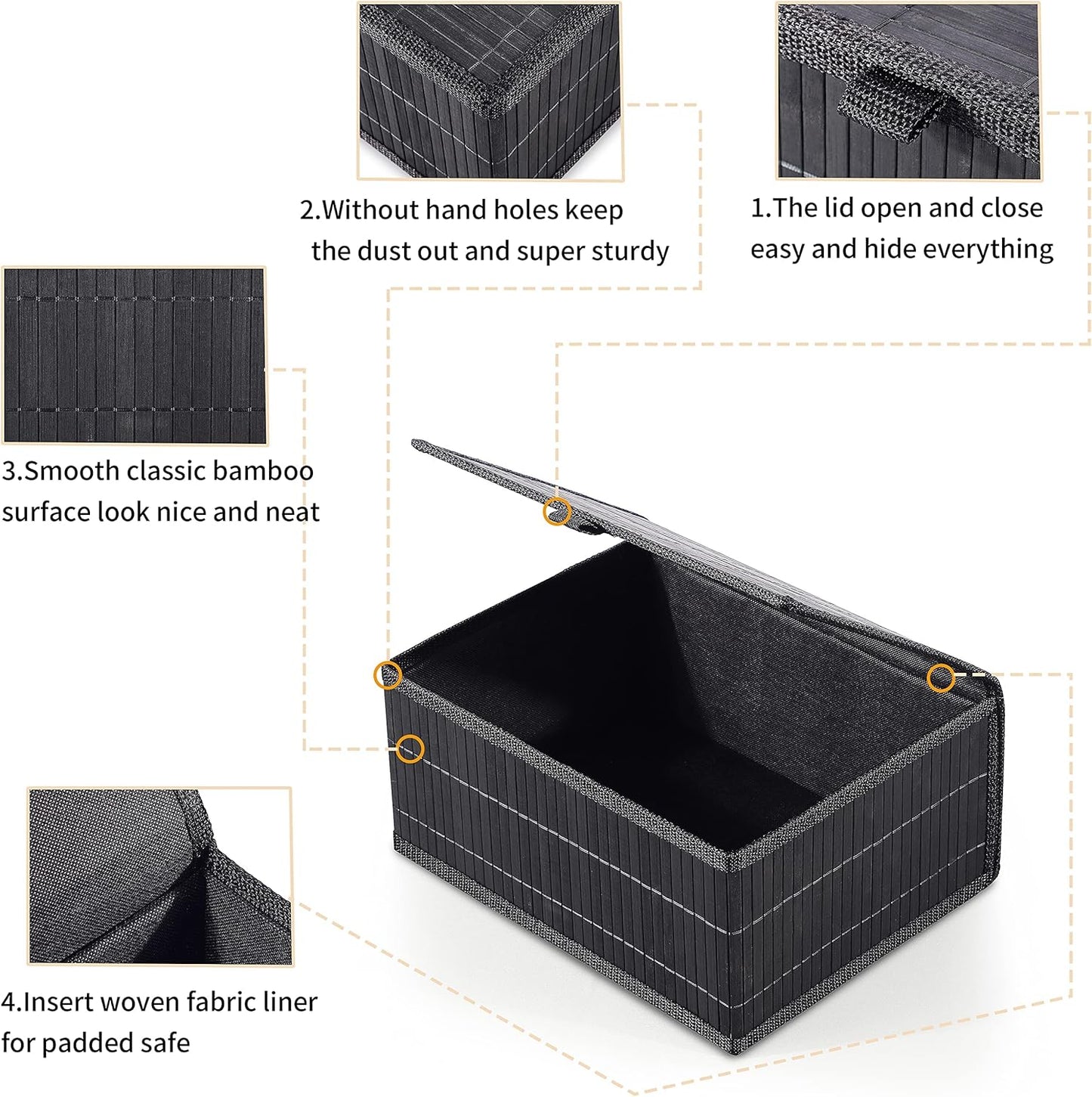 Woven Lined Storage Basket / Pure Black / Set of 3