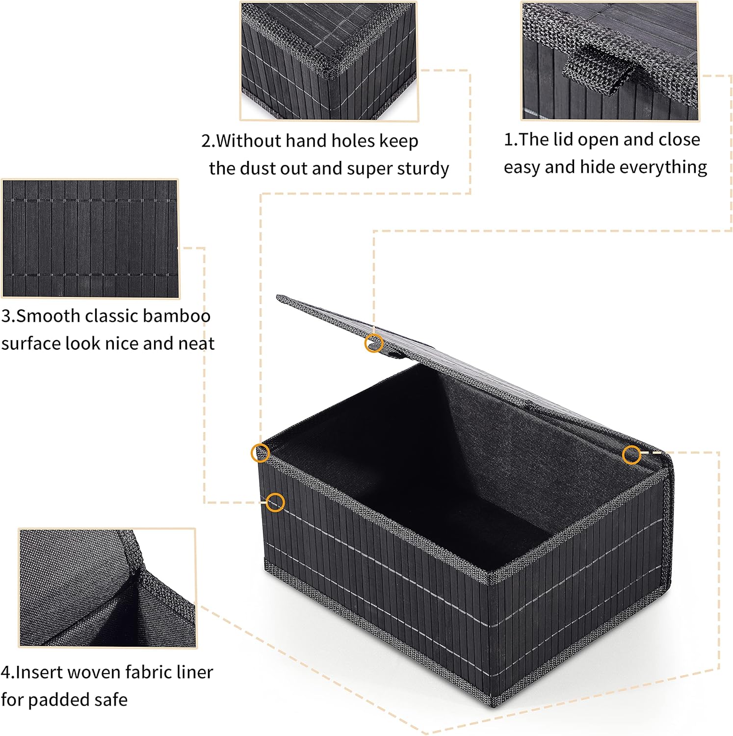 Woven Lined Storage Basket / Pure Black / Set of 3