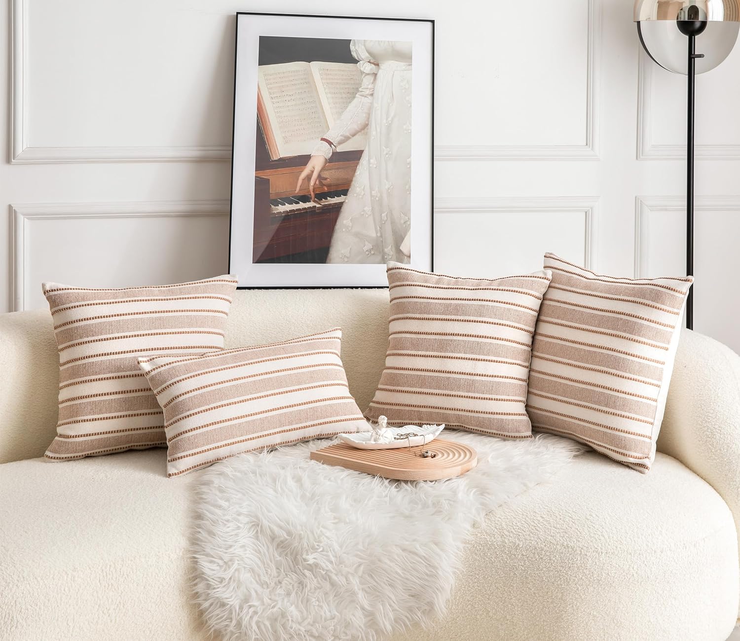 Farmhouse Textured Pillow Case / Brown / 18 x 18 / Set of 2