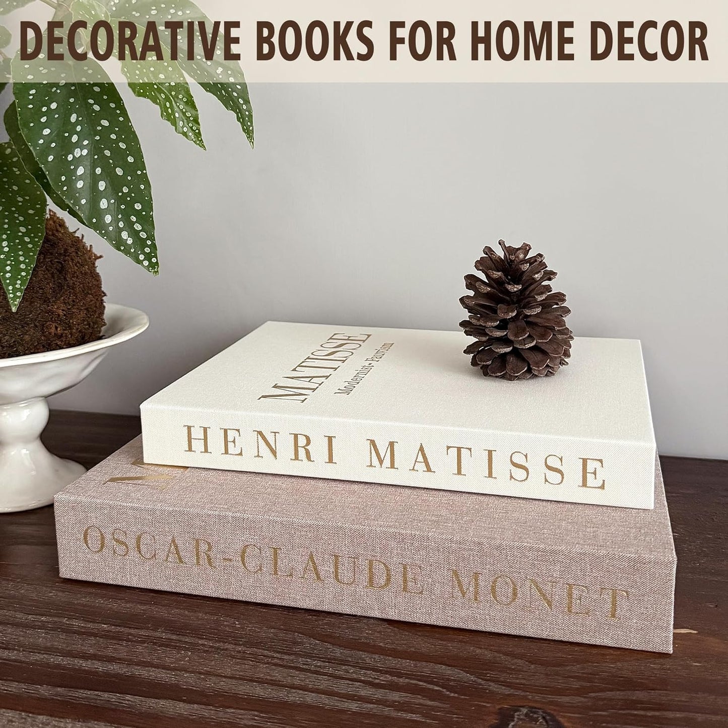 Linen Books Stack Bookshelf / Decorative Book Sets / White