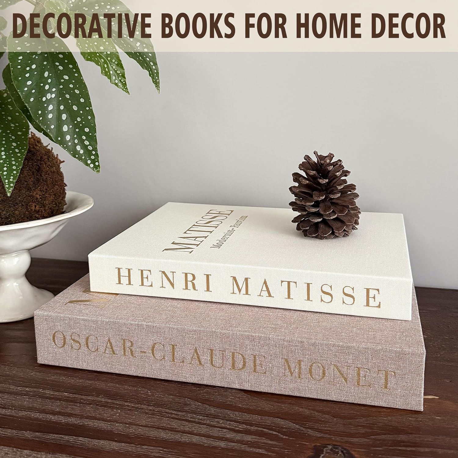 Linen Books Stack Bookshelf / Decorative Book Sets / White