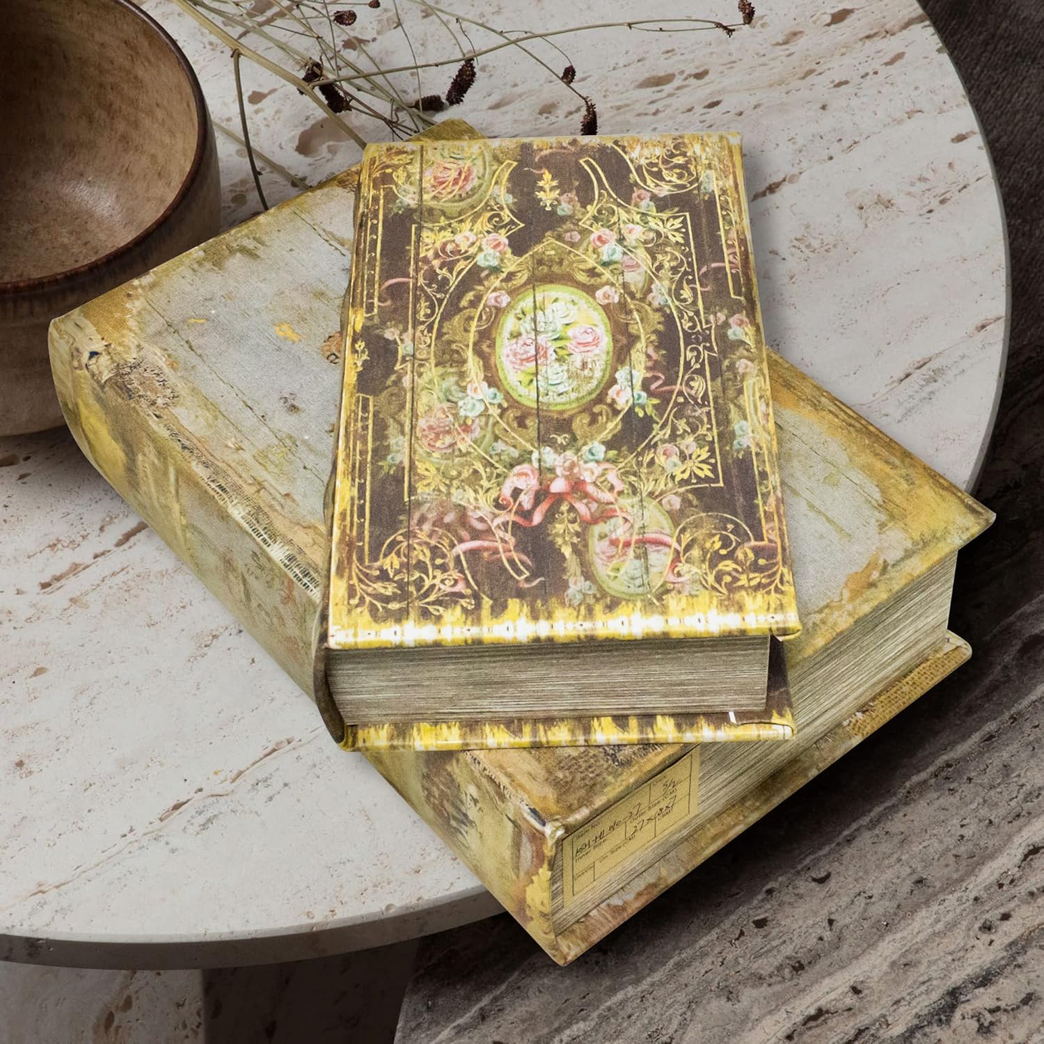 Trinket Keepsake Storage Boxes Shaped Storage Box Vintage Style / Medal Pattern / Set of 2