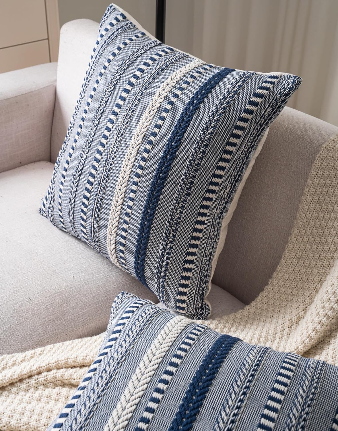 Boho Throw Pillow Covers / Navy Blue / 18 x 18 / Set of 2