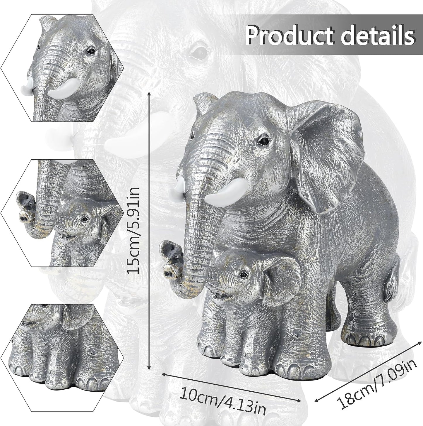 Elephant Decor Figurine Elephants Statue Decor / Silver