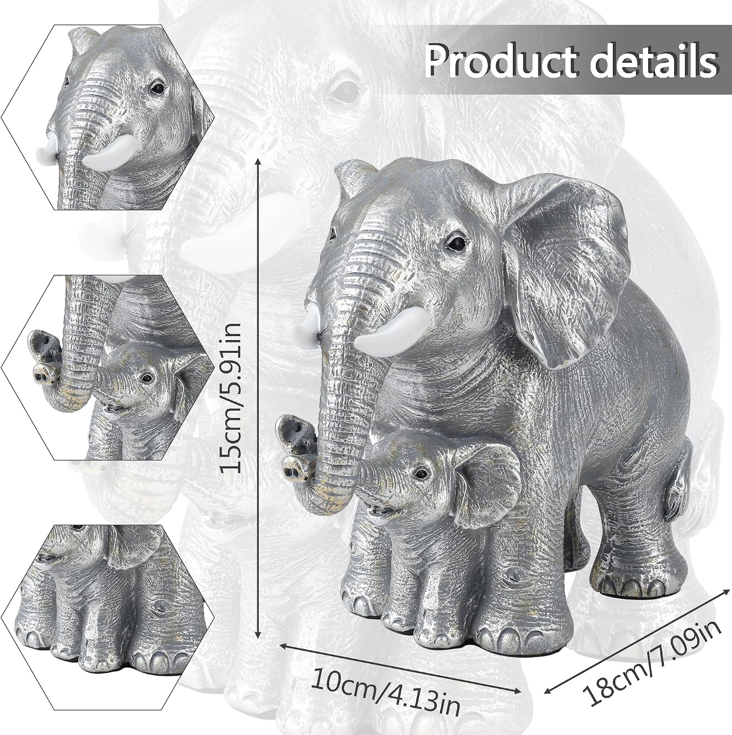 Elephant Decor Figurine Elephants Statue Decor / Silver