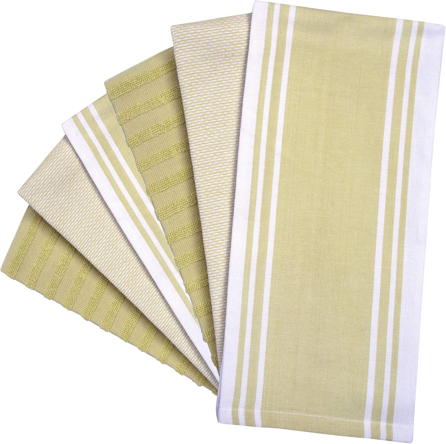 Premium Kitchen Towels 6 Pack 100% Cotton 20"x28" Dish Towels - Sage Wide | Large Flat & Terry Kitchen Linen Set with