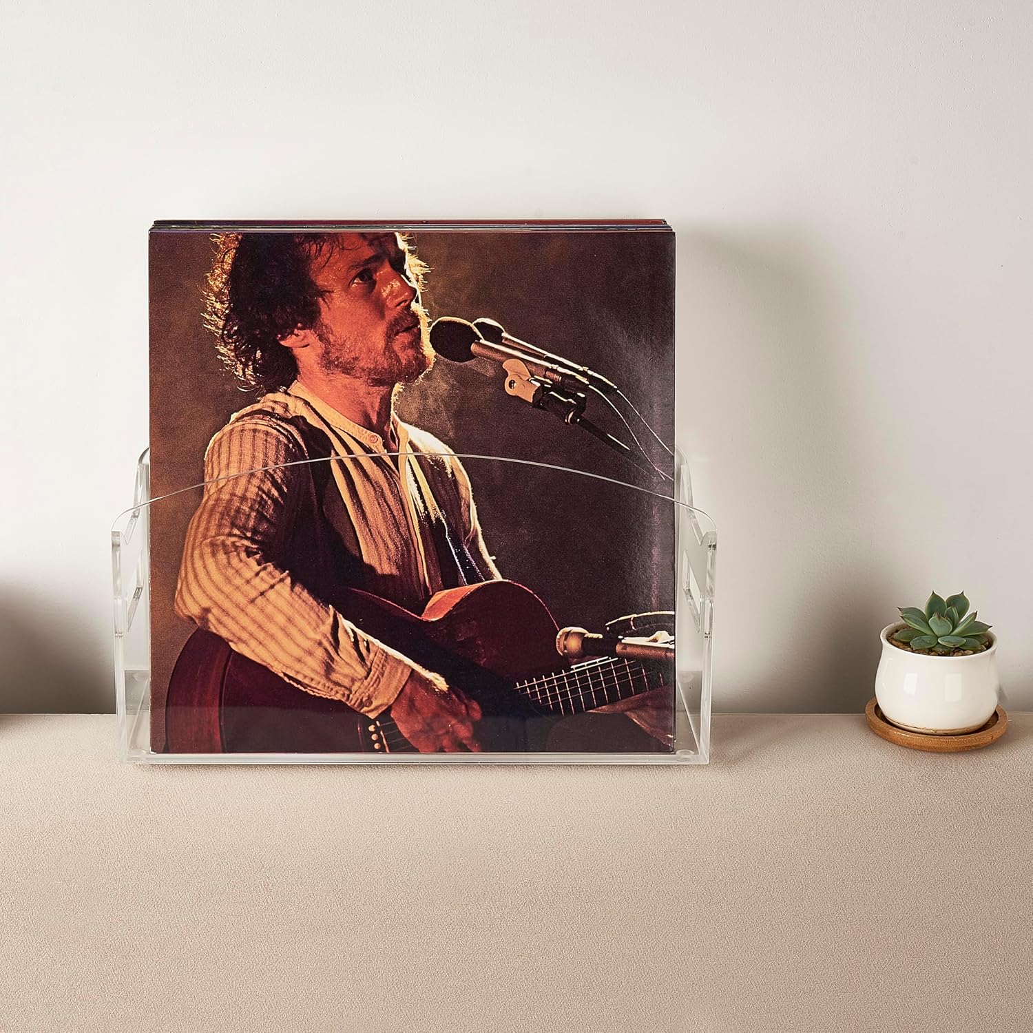 Acrylic Record Holder 5MM – Clear Vinyl Storage Box with Handles | 5mm thick acrylic–40% thicker than flimsy racks